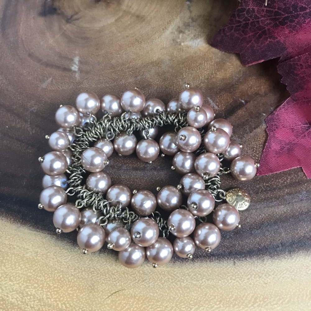 J Crew Stretch champagne faux Pearl Bracelet